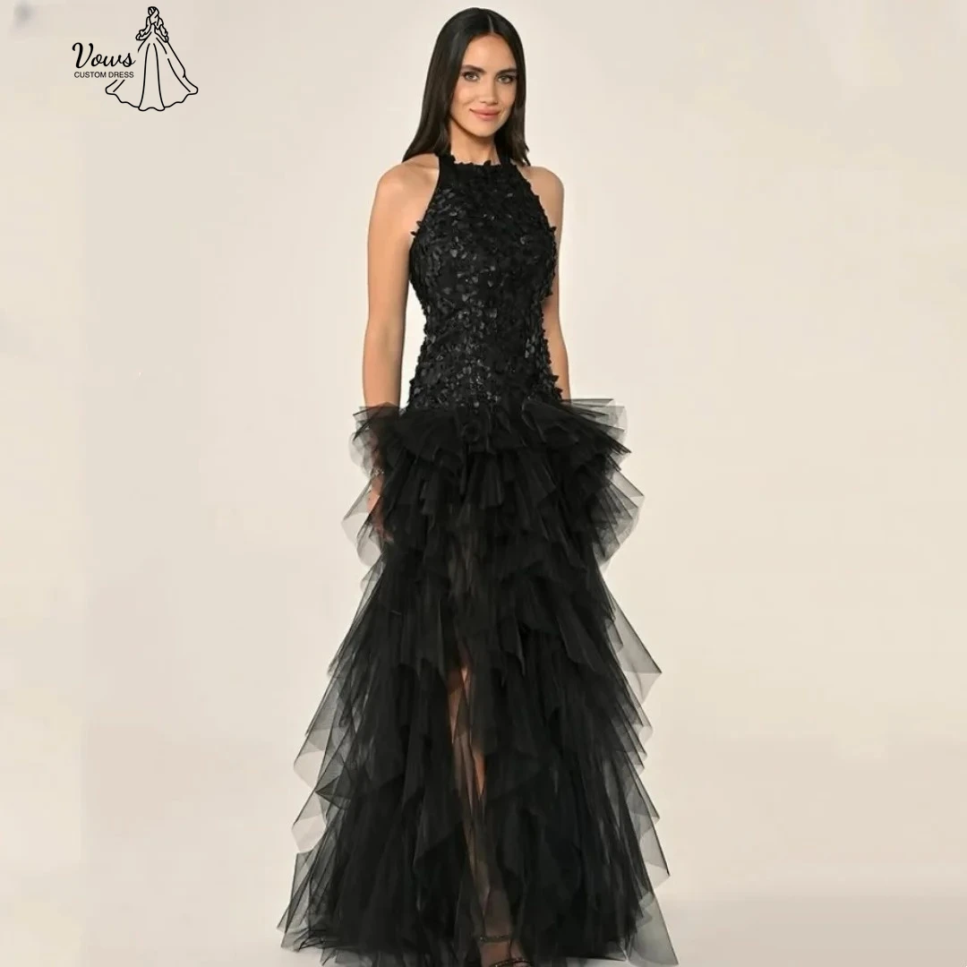 

Vows Round Neck Evening Dresses Woman Elegant Party Dresses 2025 Woman Line A Custom Made Tulle Ball Gown Dress Robe Soiree Prom