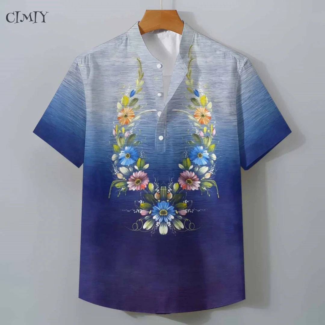 Camisa de estilo étnico Tribal para hombre, camisa Henley tradicional Retro con cuello levantado, patrón impreso en 3D, suelta, transpirable, talla grande, 2025