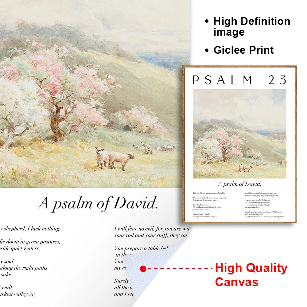 Scripture Psalm Collection Monet Van Gogh Famous Watercolor Painting Print Bible Verse Canvas Poster Christian Home Wall Decor