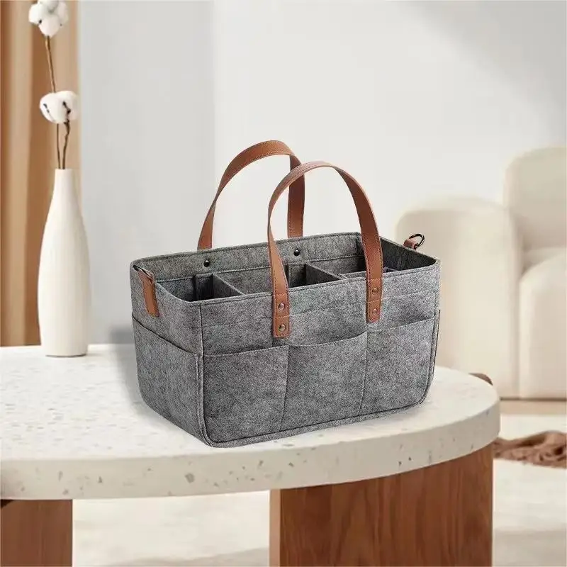 

Детская фетровая корзина для хранения, органайзер для детской комнаты с ручкой, большой карман, контейнер для детских подгузников, переноска для пеленания, детская переноска