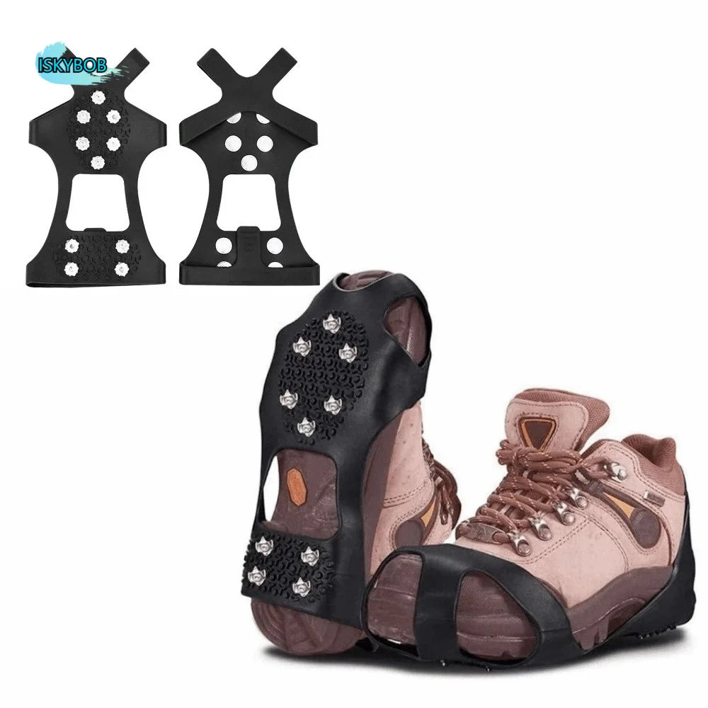 

10 Studs Shoes Spikes Cover Flexible Stretchable Snow Spikes Shoes Shoe Spike Anti-Skid Snow Crampon Cleats Ice Fishing