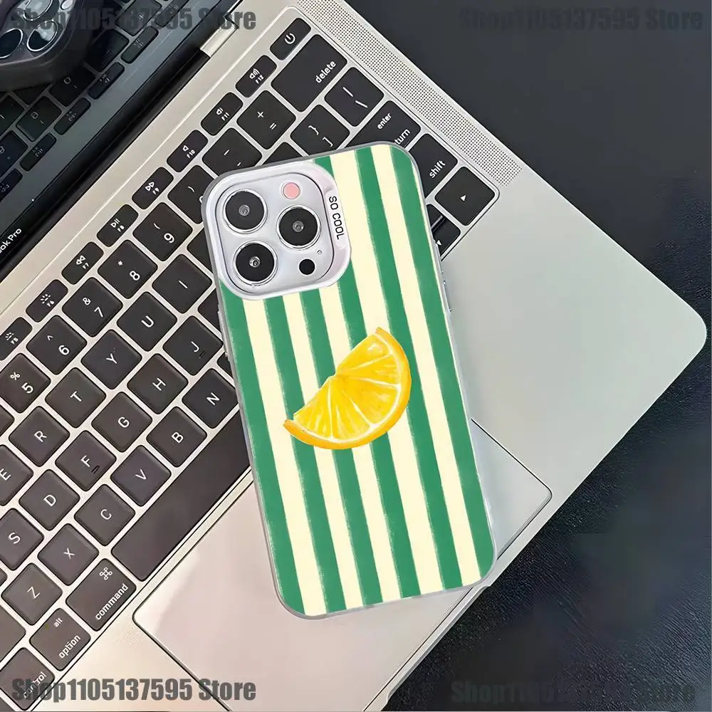 Casing HP Buah Musim Panas Segar Lemon Ceri Untuk iPhone 17,16,15,14,13,12,Pro,XS,Max,Plus,Mini,SE4,E Putih Matte Anti Benturan