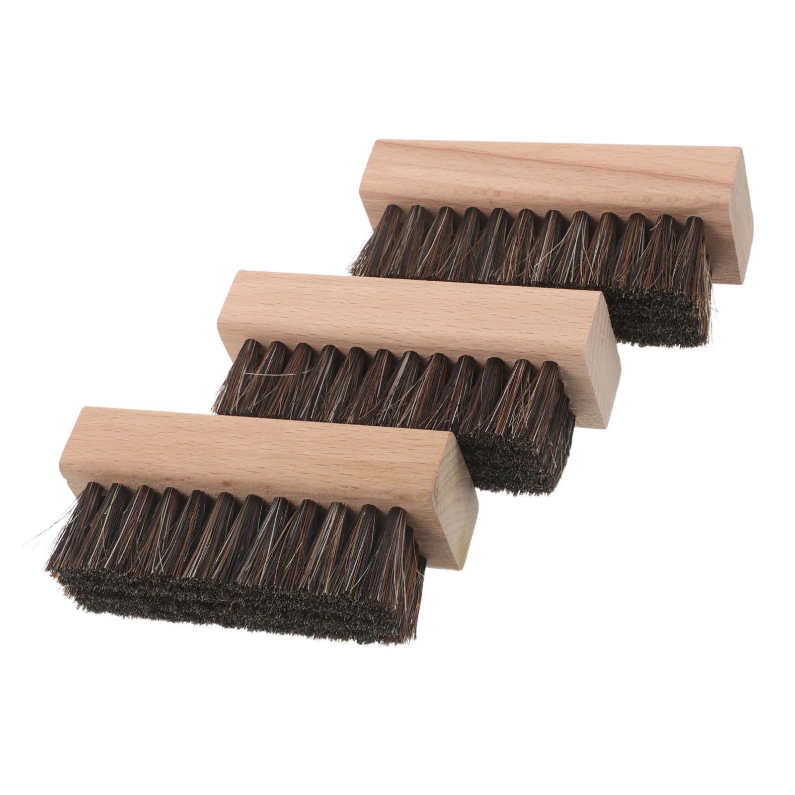 

3Pcs Horsehair Shoe Brush Set Wood Handle PP Tapered Bristles Cleaning Brush for Shoes Boots Dust Removal Tool