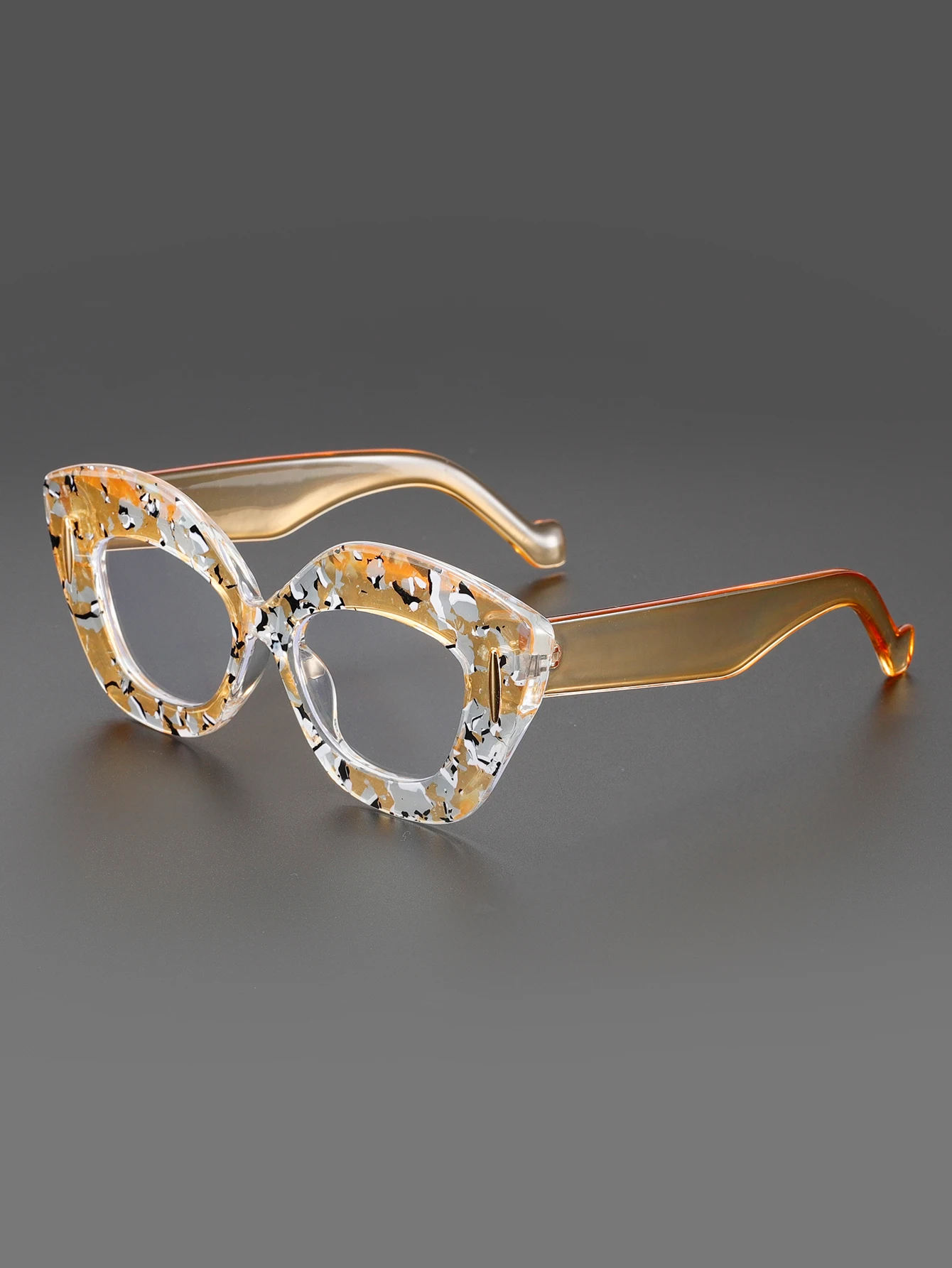 إطار كبير عين القط الأزهار الزجاج الملمس أنيقة المرأة المعادن المضادة للضوء الأزرق مرآة مسطحة مناسبة للاجتماع السنوي المنصة الشارع التصوير الفوتوغرافي نظارات الموضة الزخرفية