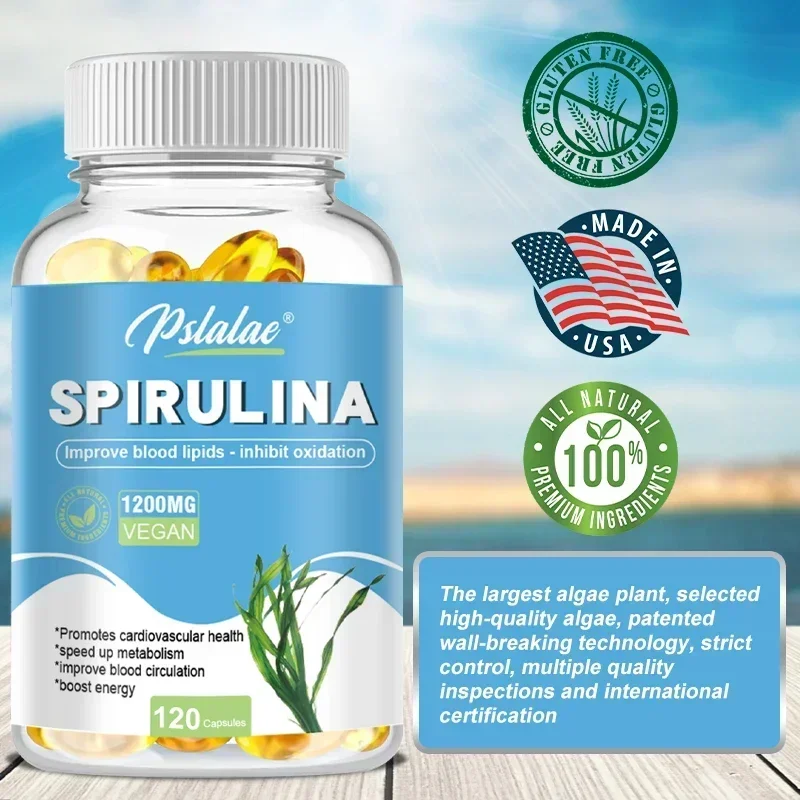 

Organic Spirulina Capsules - Improves Immunity, Antioxidants, Accelerates Metabolism, Improves Blood Circulation