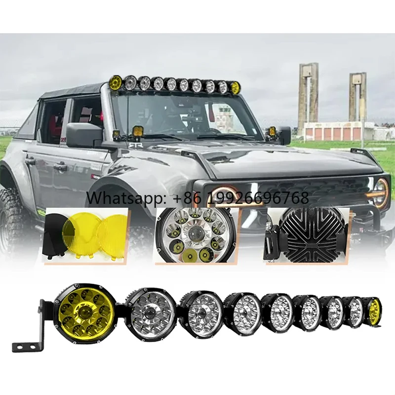 

12v 22/32/42/52" LED Round Laser Linkable Light Bar Off-road Work Spot Driving Lamp Offroad Lightbar for SUV ATV Car