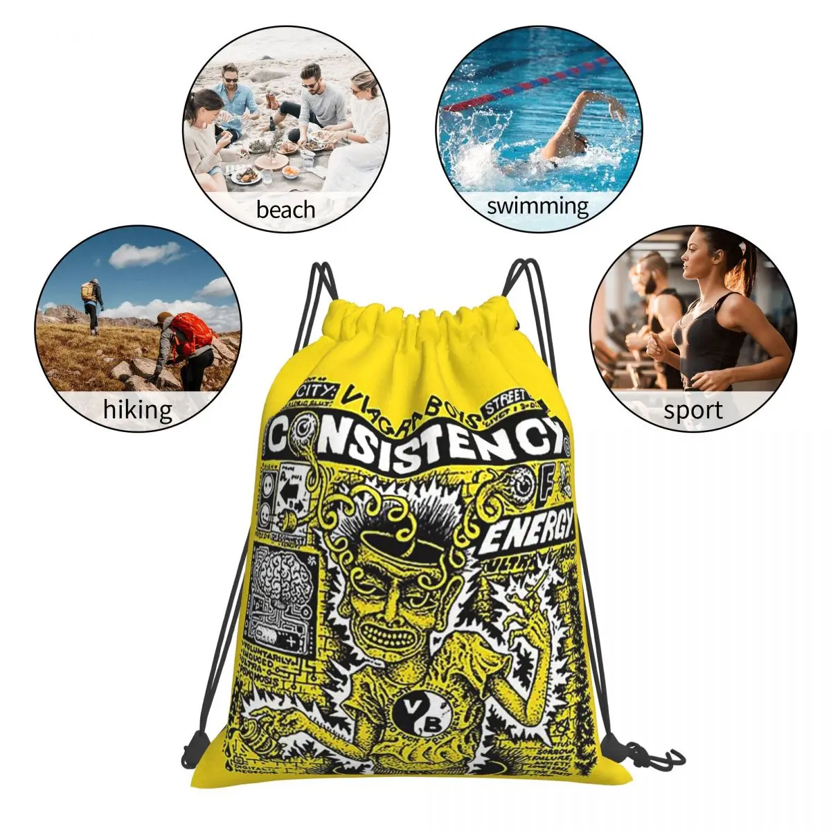 Viagra Boys Consistancy Of Energy Backpacks Multi-function Drawstring Bundle Pocket Sports Bag Book Bags For Man Woman School