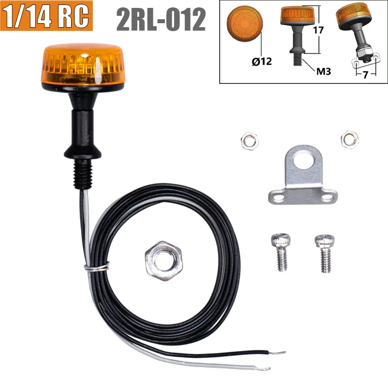 JUWUBA LED 5V Simulation Rotating Light Warning Lamp for 1/14 Tamiya RC Truck SCANIA 770S R620 VOLVO Arocs MAN TGX Car 2RL-012