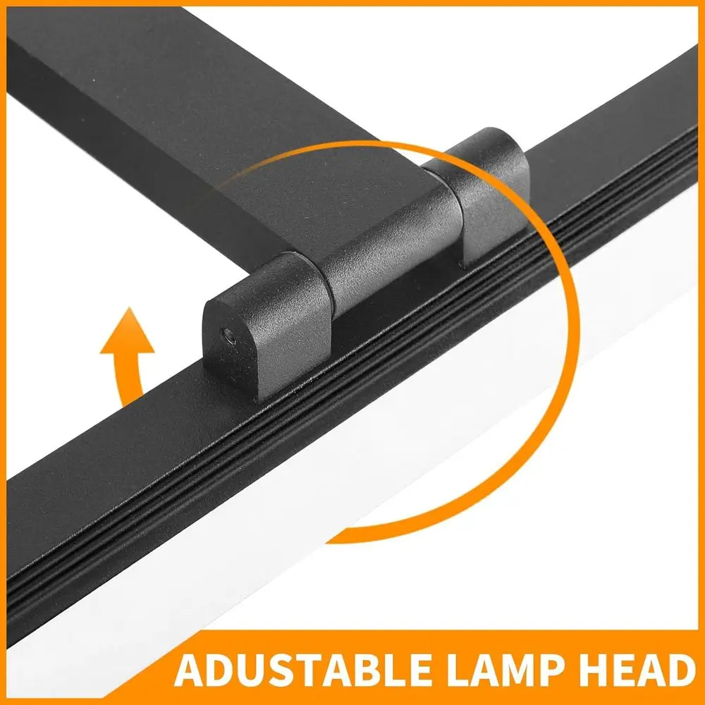 15.7 Barra luminosa moderna a LED per bagno, apparecchio a specchio nero 12W IP44, 330 °   Lampada da immagine moderna regolabile 6000K per l'arte