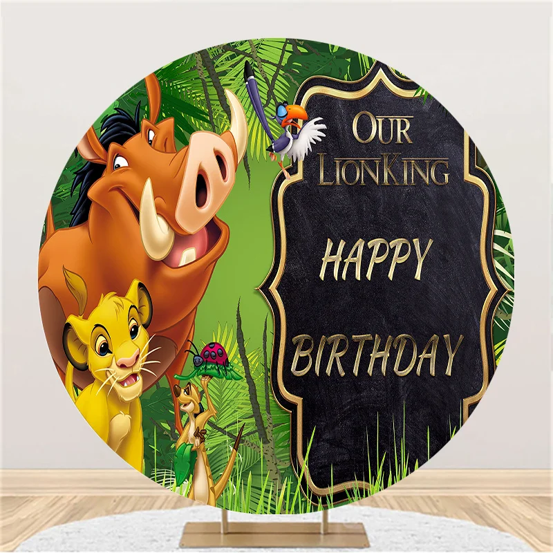 Disney Jungle Forest The Lion King Simba Timon Round Background Birthday Party Circle Backdrops Children's Decoration Covers