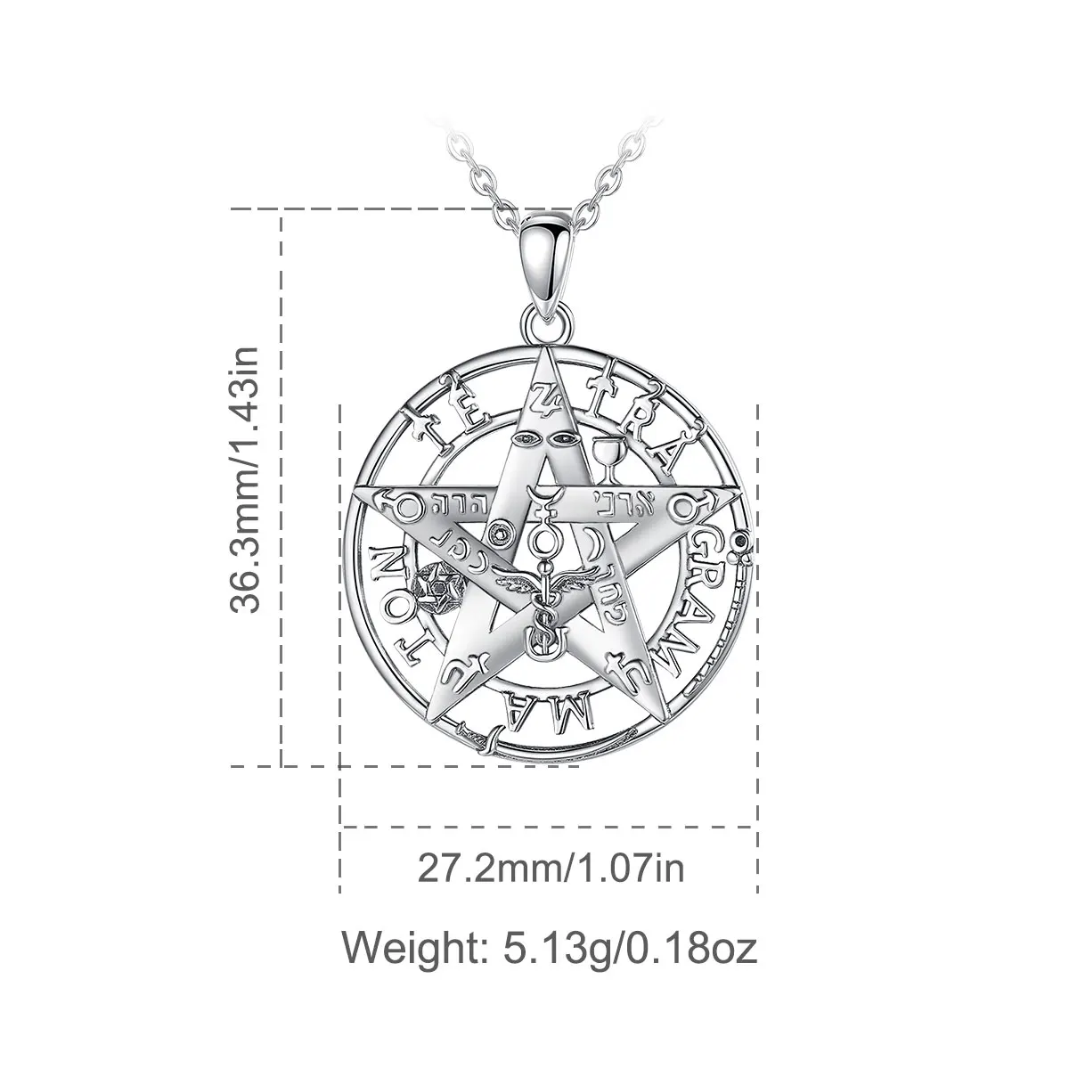 Eudora 925 Sterling Silver Pentagram Necklace Rune Guardian Star Adjustable Ring Fashion Jewelry Set Men Women Exquisite Gifts