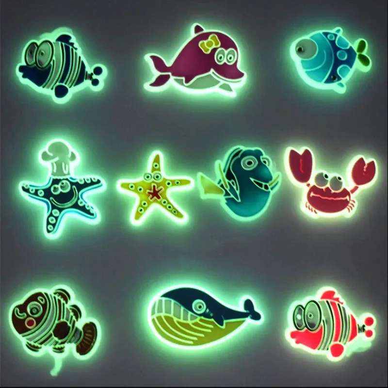 1pcs glowing PVC shoes charms animal fish shark starfish Accessories for bag sandals clogs shoe Decorations DIY kids gifts