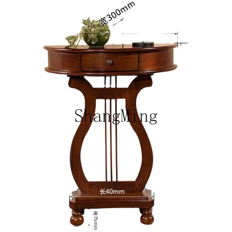 SM غرفة المعيشة المنزلي نصف دائري خزانة جانبية الممر طاولة مزخرفة خشب متين خزانة الشرفة غرفة نوم ضد الحائط #2