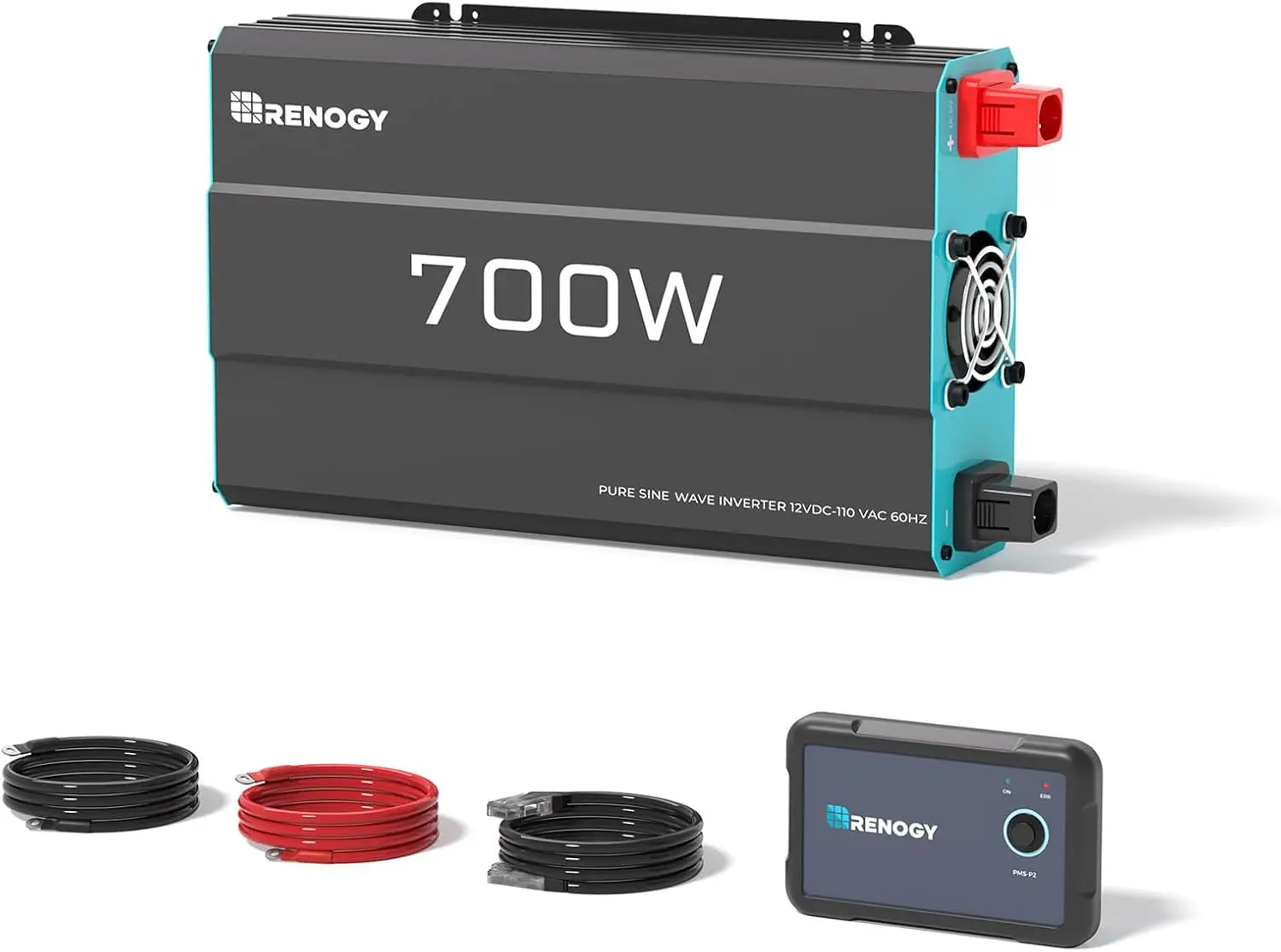 

700W Pure Sine Wave Inverter 12V to 120V AC, 1400W Peak, Remote Control, Solar/Car/RV Use