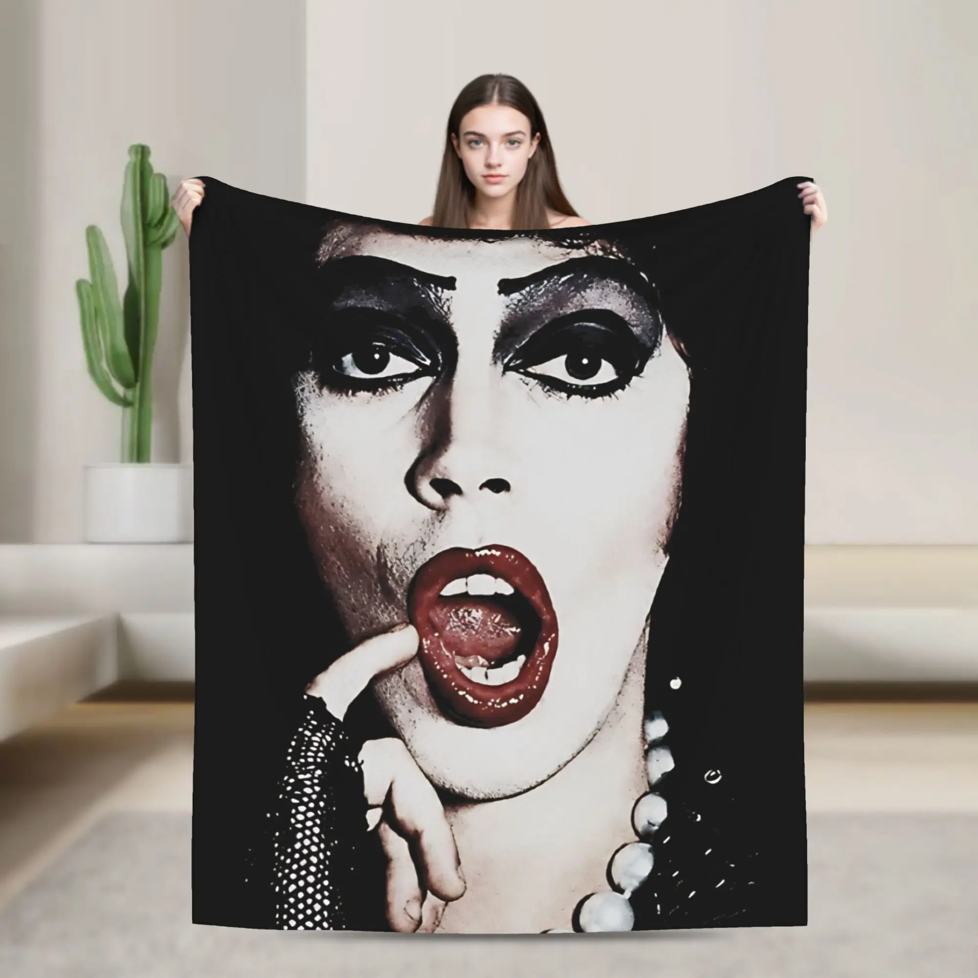 Tim Curry Blanket Flannel All Season Frank The Rocky Horror Picture Show  Soft Throw Blankets for Sofa Office Plush Thin Quilt