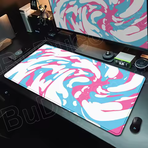 Blue White And Pink Abstract Art Swirl Mouse Pad Office Gamer Keyboard Desk Mats Gaming Accessories Large Strata Liquid Mousepad