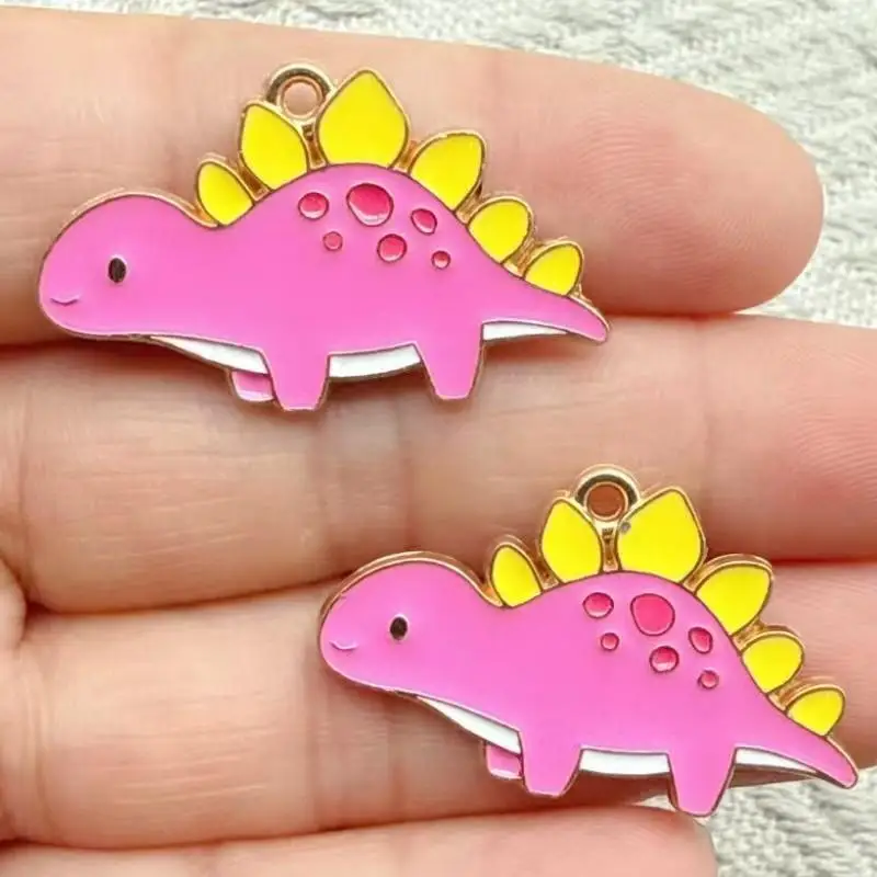 10 Stück Niedliche Cartoon-Dinosaurier-Emaille-Anhänger, Glatte Legierungsanhänger für DIY-Schlüsselanhänger, Schmuckherstellung und Handarbeiten – Detail 4