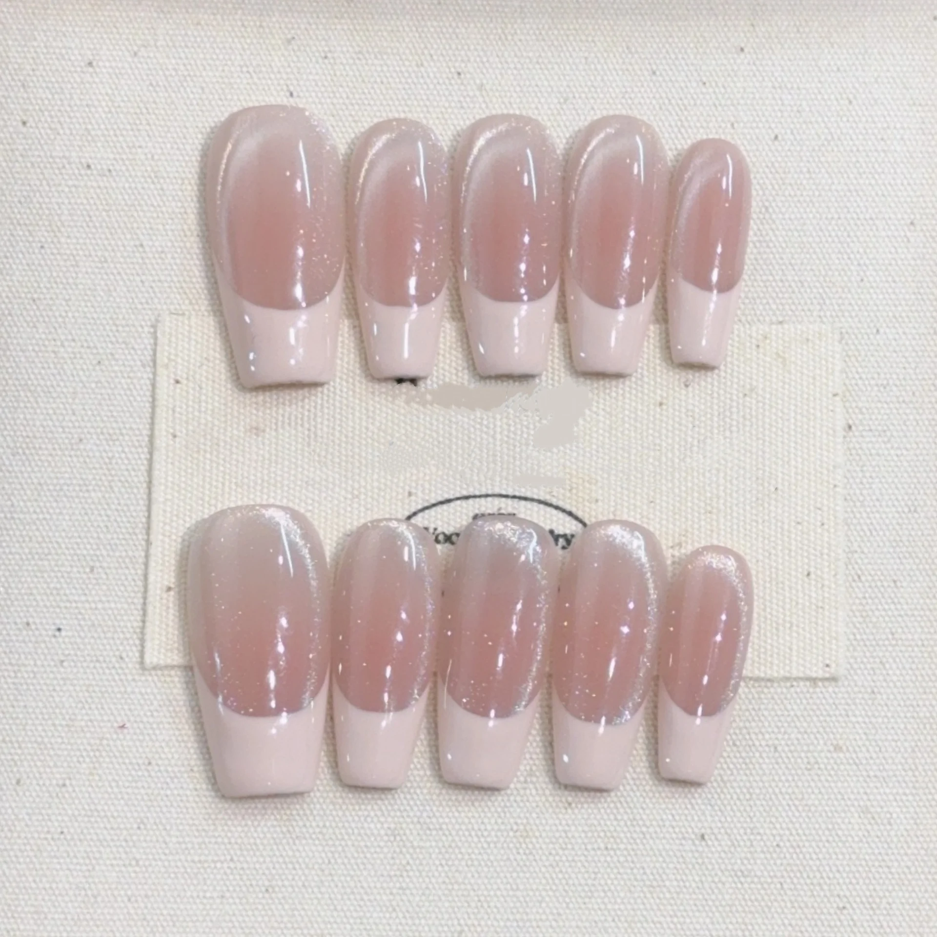 

10Pcs Handmade Fake Nails Minimalist Ballet French with White Suitable for All Skin Press on False Nails Sets Perfect for Women