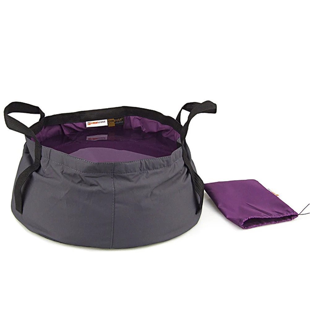 

8.5L Portable Folding Bucket For Camping Hiking Picnic Resistant 95℃ Hot Water No Side Leakage Two Tote Belts Standable Flat