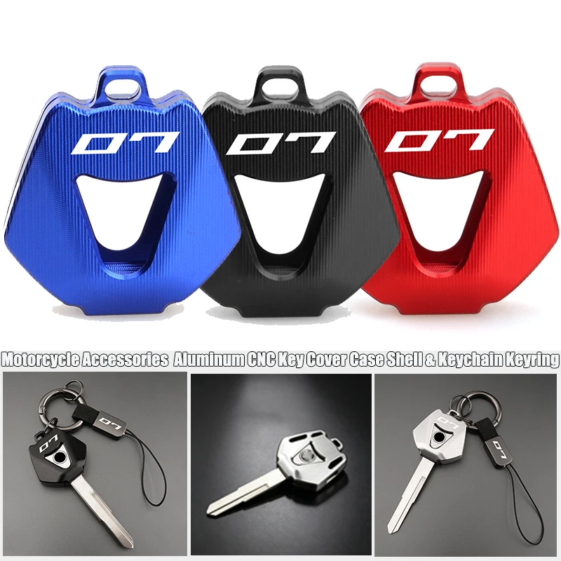 Moto Accessories Aluminum CNC Key Cover Case Shell & Keychain Keyring For Yamaha MT07 MT-07 MT 07 YZFR7 R7 Tracer7 Tracer7GT