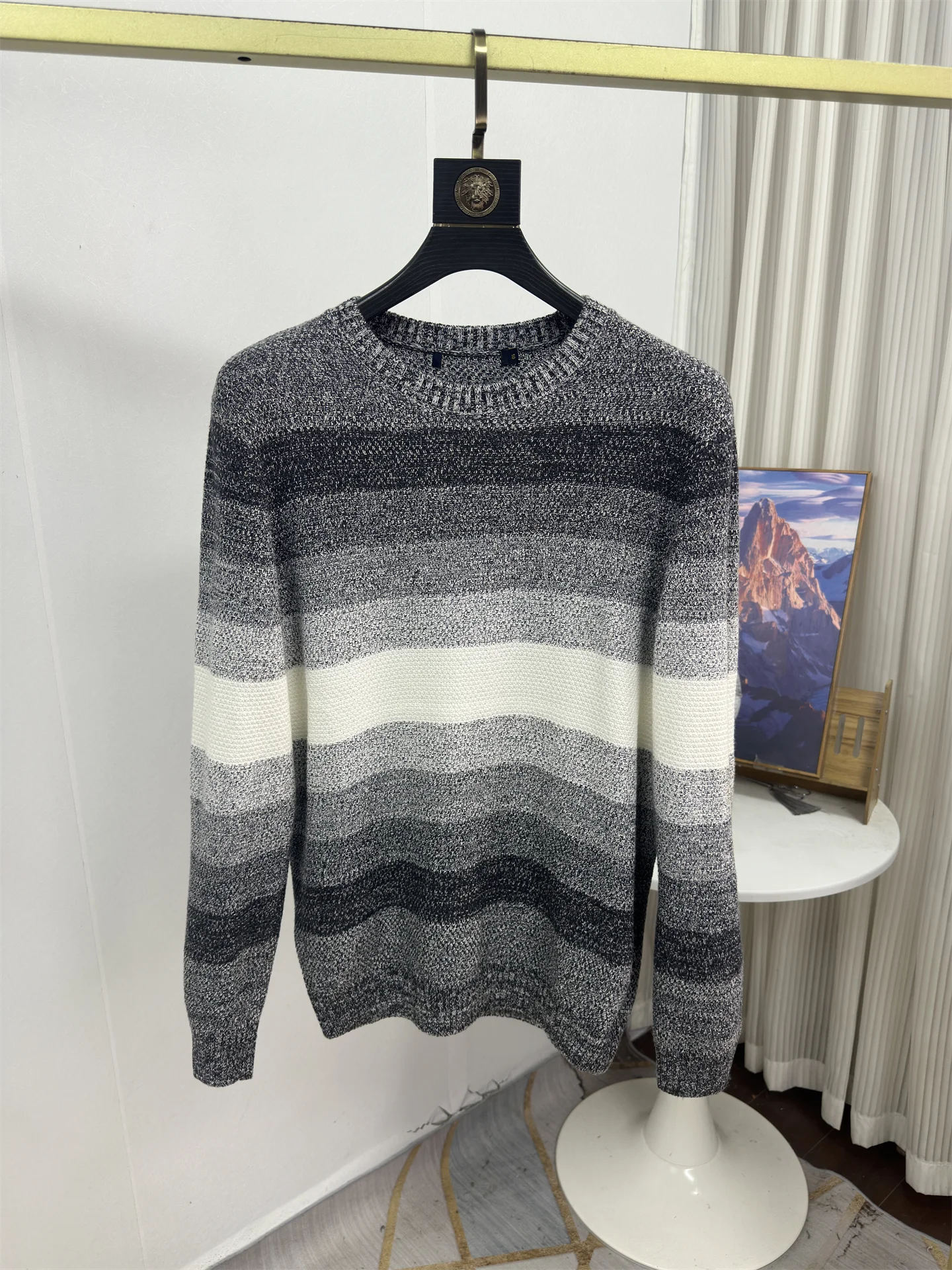 

Soft Comfortable Men's Long Sve round Ne Knitwear Spring Faionable Color Blo Sweater Skin-friendly Versatile Spring ...
