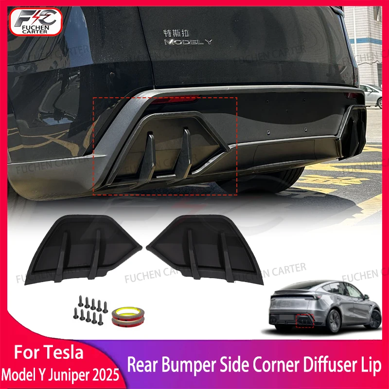 

For Tesla New Model Y Juniper 2025 High Quality ABS Rear Bumper Side Corner Diffuser Splitter Spoiler Lip Tuning Body Kits