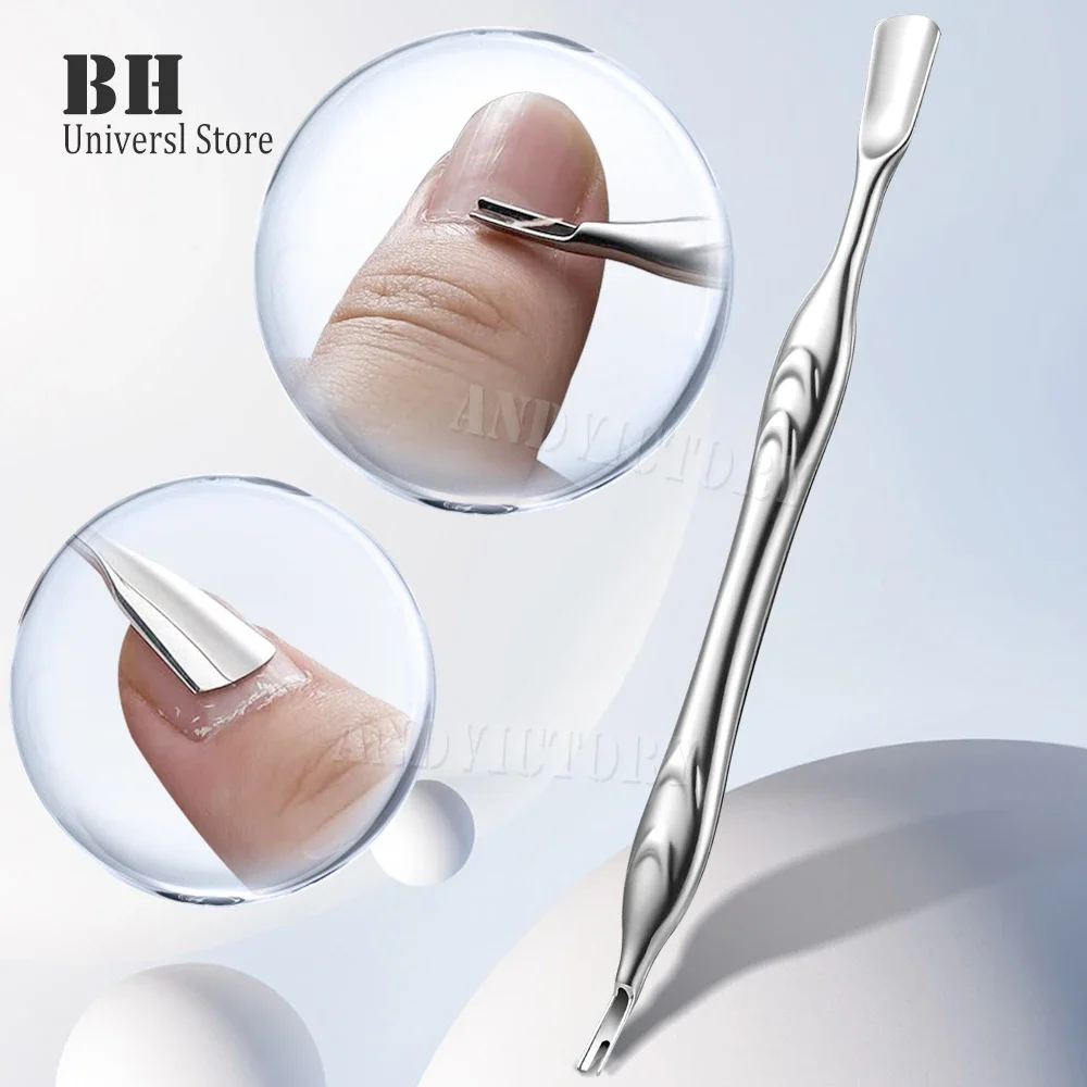 

1 шт. Инструмент для маникюра из нержавеющей стали: скребок-пушер для кутикулы и удаления омертвевшей кожи, хирургический класс, для нейл-арта, очиститель и триммер для ногтей