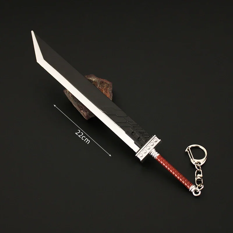 22cm/ 8.66in Fantasy Claud Destruction Sword Keychain Game Peripherals Weapon Props Metal Collectible Desk Ornaments Boy Gift