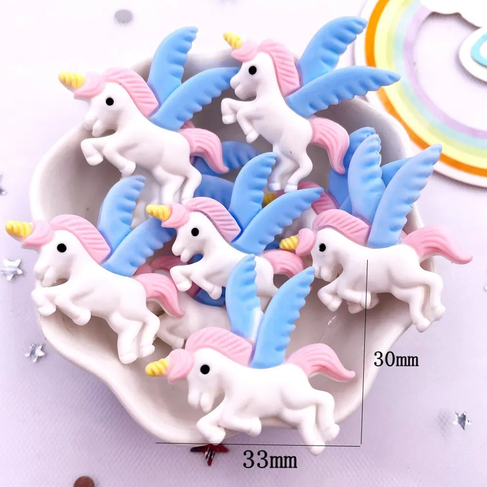 Hand Painted Resin Kawaii Colorful Cartoon Pegasus Unicorn Love Pig Hedgehog Flatback Figurines 10PCS DIY Scrapbook Decor Crafts