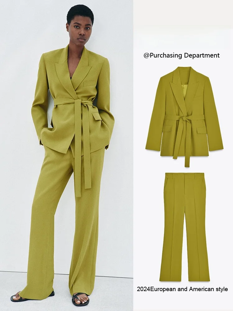 Spring New Arrival Women's Suit Jacket 515 Flared Pants Long Sleeve Button up Fashionable Two-Piece Set Workwear Uniform