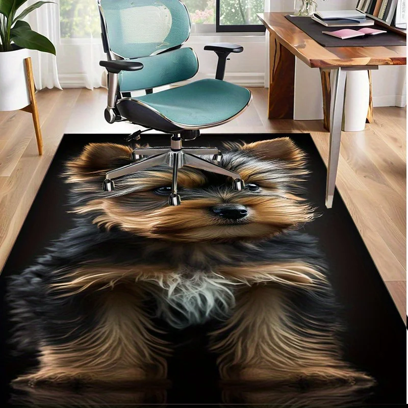 

Charming Yorkshire Terrier Puppy Rug for Office Chairs: an Ideal Present for Loved Ones, Suitable for Indoor Use.