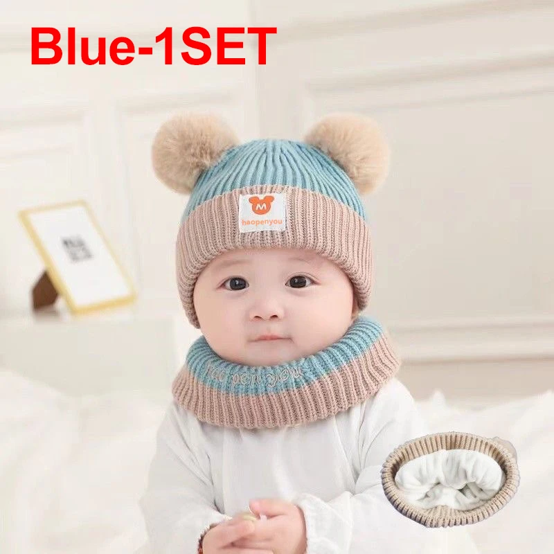 Niedliche Winter-Warme Kinder-Mützen für Mädchen und Jungen, Fleece-Wollmützen mit Bommel, Einfarbige Wollmützen mit Ohrenschutz, Weiche Neugeborenen-Mütze – Detail 12
