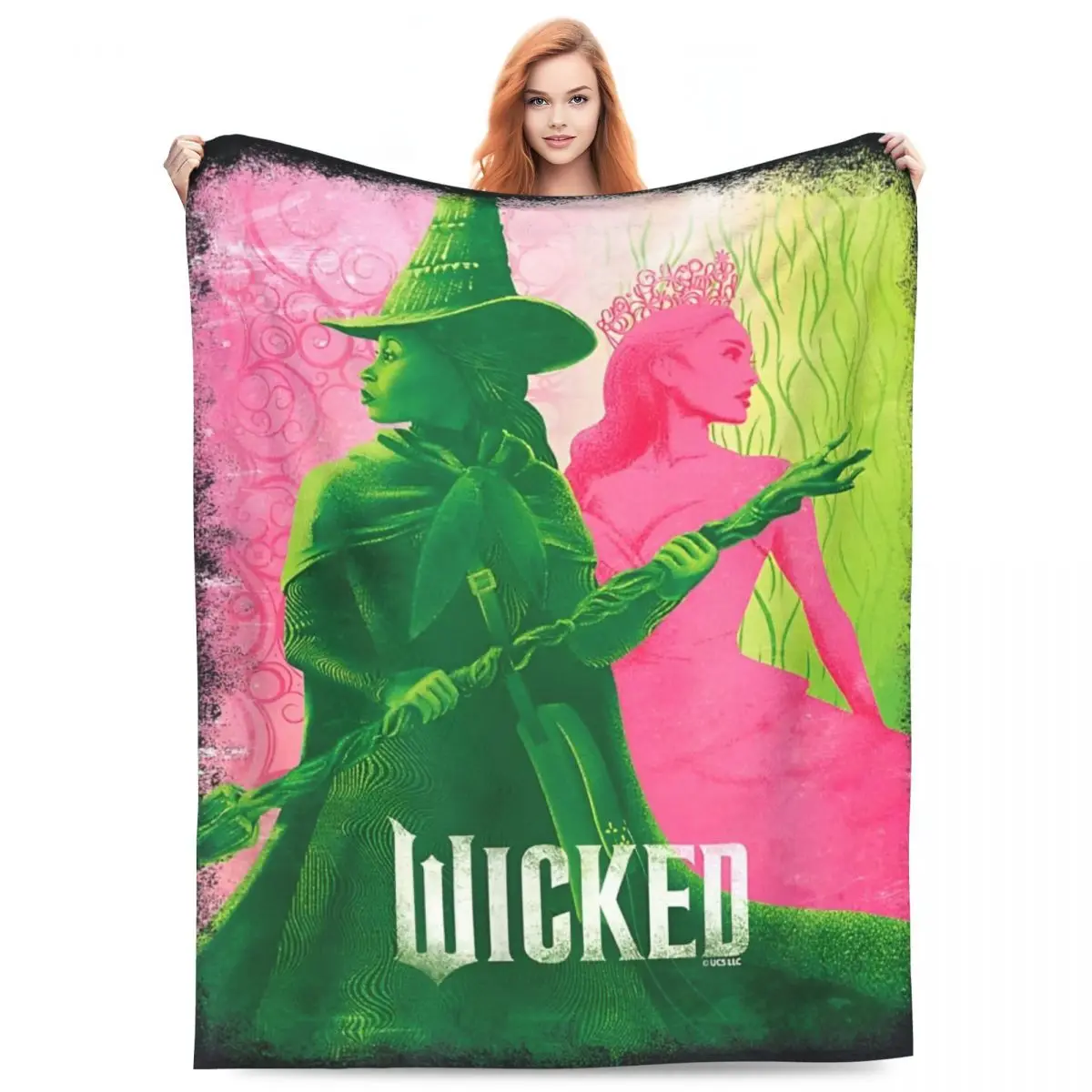 Wicked Elphaba & Glinda Tonal Blankets Quality Super Warm Throw Blanket Winter Girls Boys Couch Chair Sofa Bed Street Bedspread