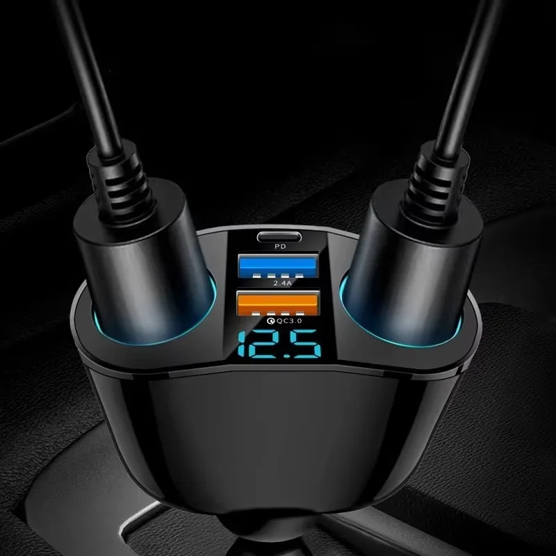 Multiple Devices Can Be Charged Through The Digital Display Screen. Car Charging Adapter with Dual Ports Can Be Used