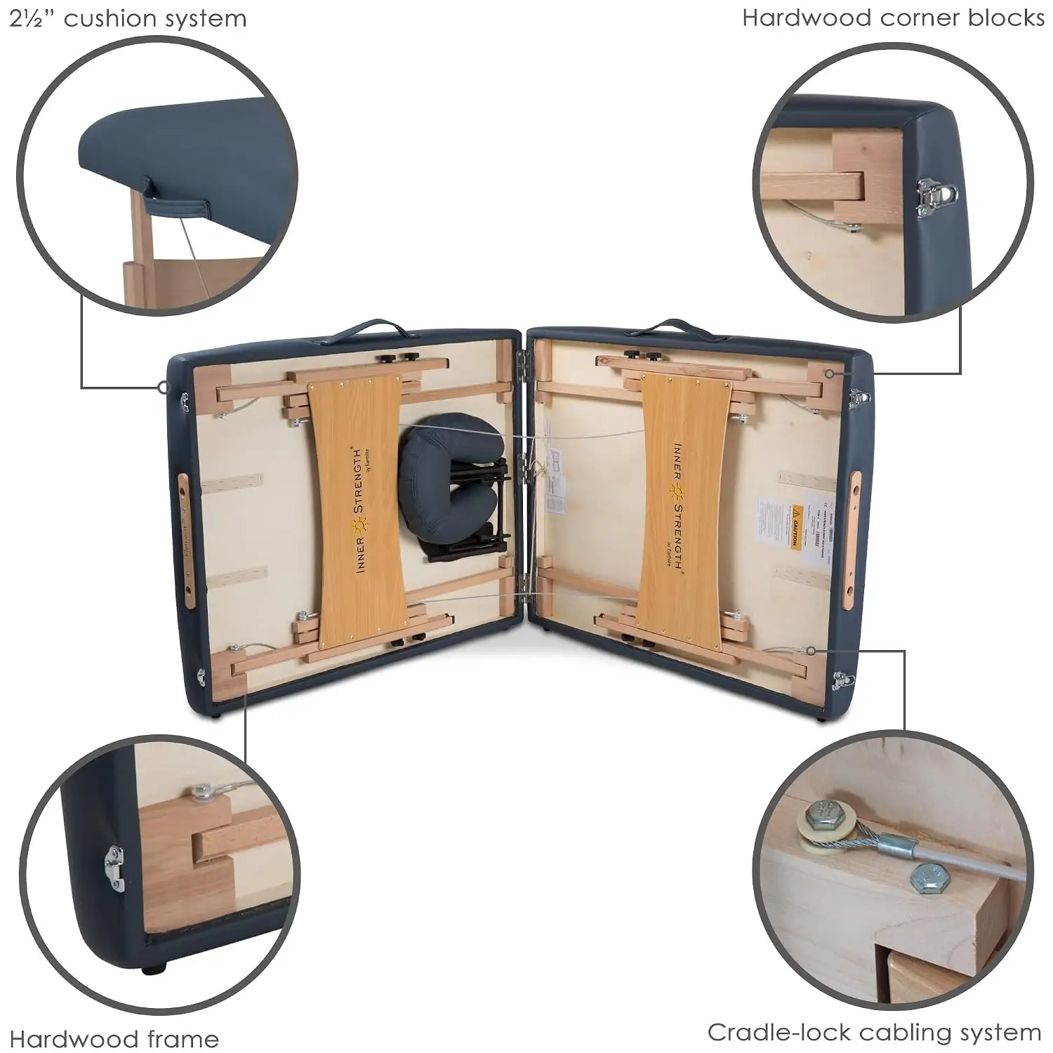 Portable Massage Table Package ELEMENT – Incl. Deluxe Adjustable Face Cradle, Face Pillow & Carrying Case, Customized