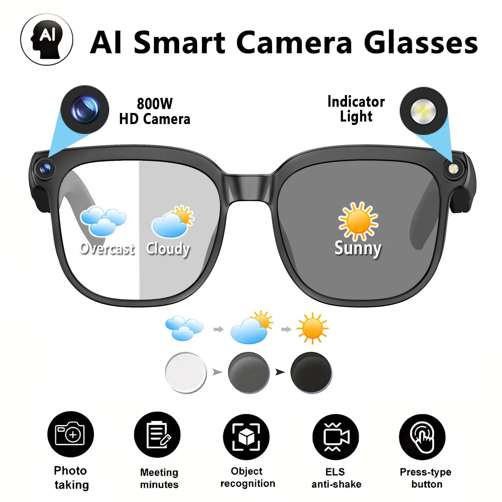 

Camera video glasses, smart translation, object recognition via camera, Q&A interaction, Hi-Fi music, and high-definition calls.