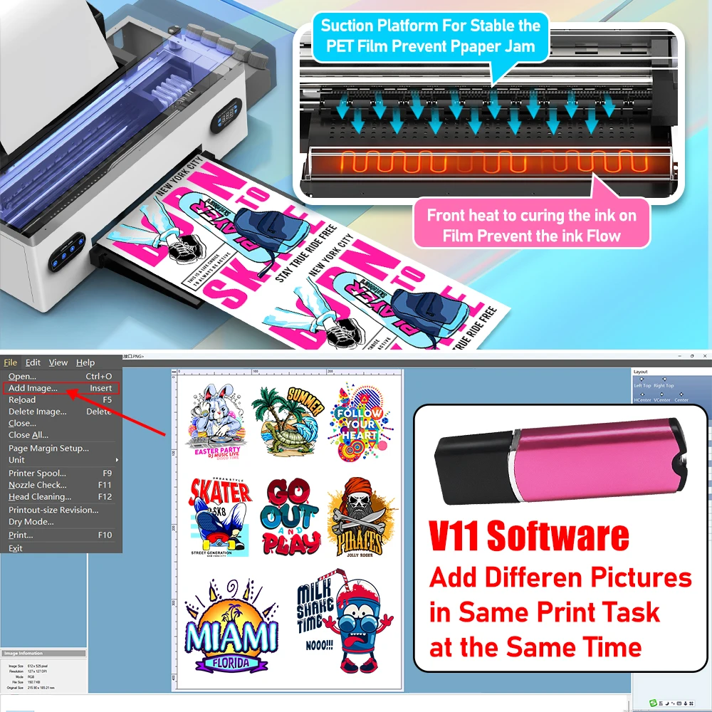 Imagem -04 - Colorsun a3 Dtf Impressora para Epson R1390 Impresora Dtf Máquina de Impressão de Transferência de Camisetas para Camisetas Moletons Moletom