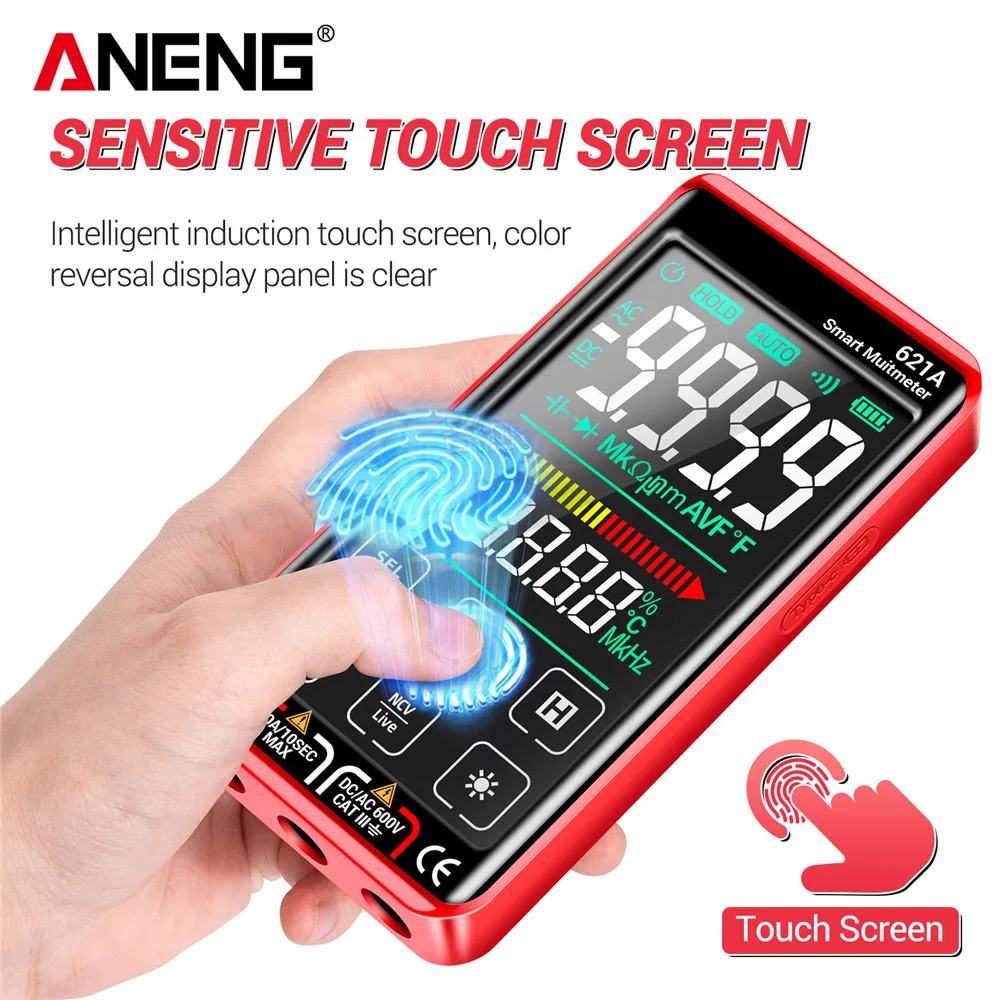 ANENG Multimeter Touch Screen Tester Rechargable 621A NCV Induction AC DC Voltage Current 9999 Counts Multimetro Electrician DIY