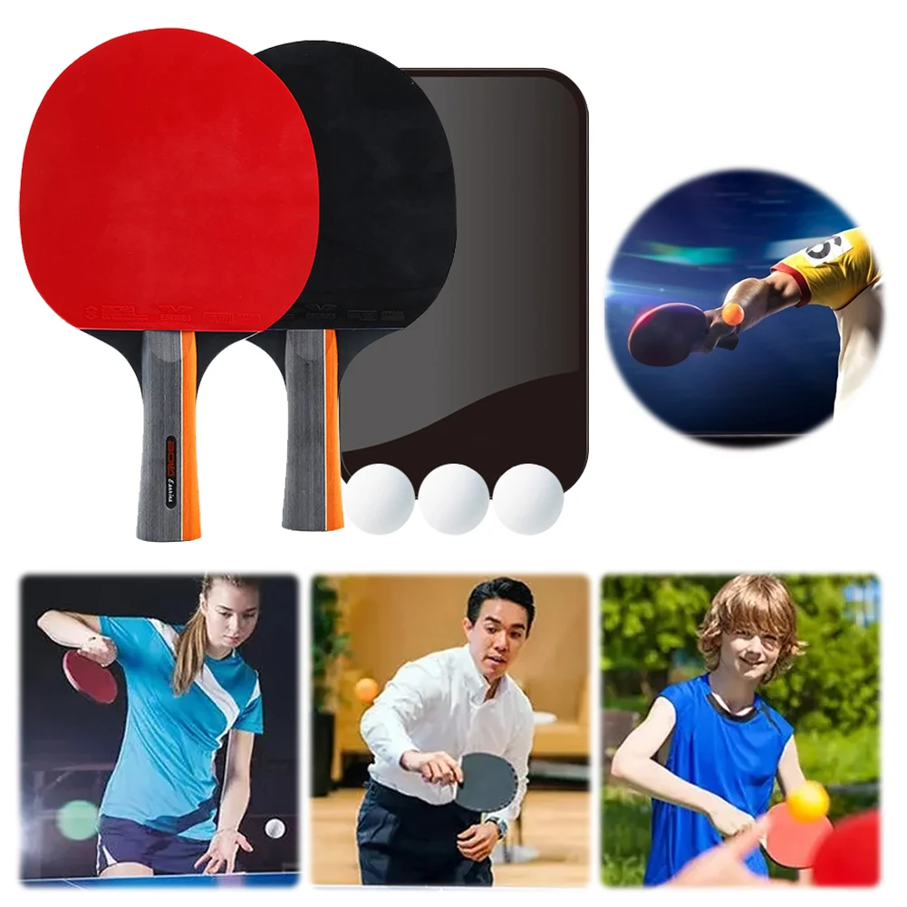 

Ping Pong Paddles Table Tennis Racket 2 Rackets & 3 Balls Table Tennis Paddles Professional with Storage Bag for Tournament Play