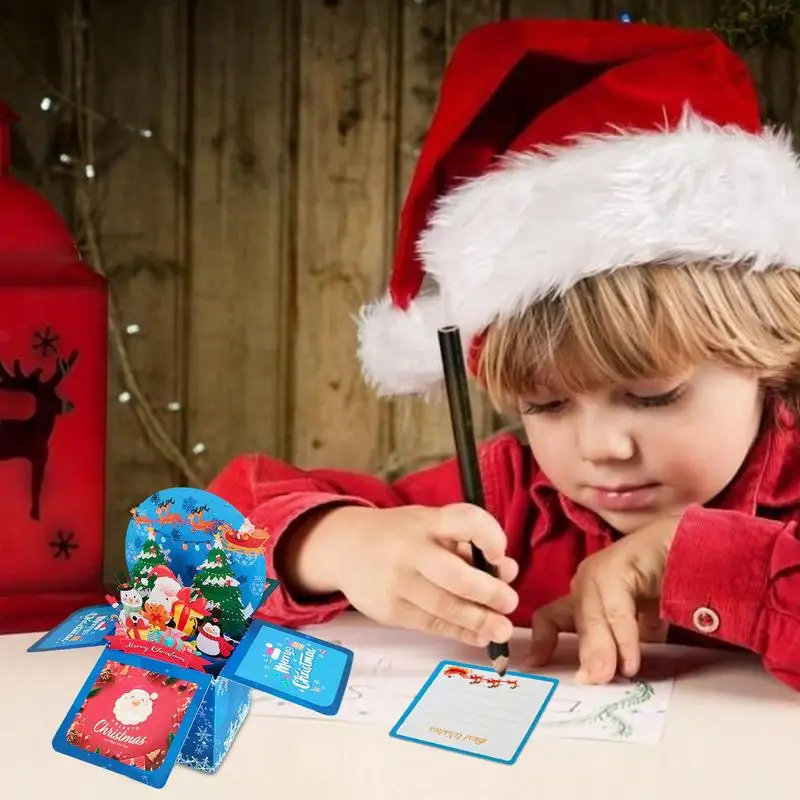 

Christmas Pop Up Card Happy Holiday Greeting Cards Pop Up 3D Box Holiday 3D Santa Postcards Funny Blessing Card For Families
