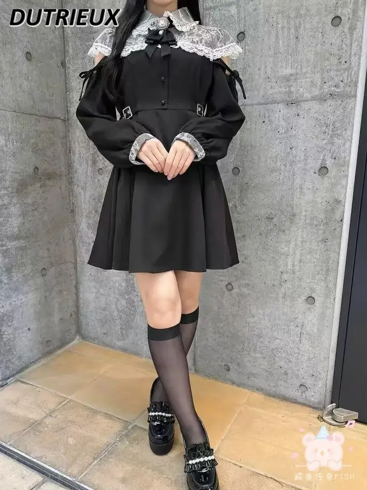 Novos vestidos casuais femininos série mina produção em massa estilo japonês moda versátil vestido de manga longa primavera outono