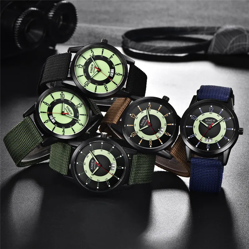 1pc / lot Genuine XINEW Brand Designer Watches For Men Fashion Casual Rubber Band Sports Military Date Quartz Watch Reloj Hombre