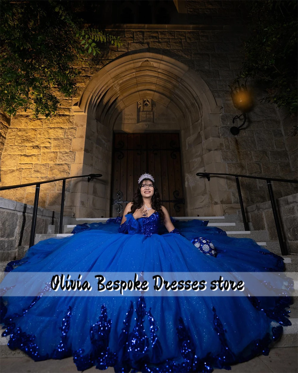 Robe de Quinceanera King Blue Sequin Appliques, robe de Rhavec manches, robe chérie personnalisée, remarquable, éducatif, 15 ans
