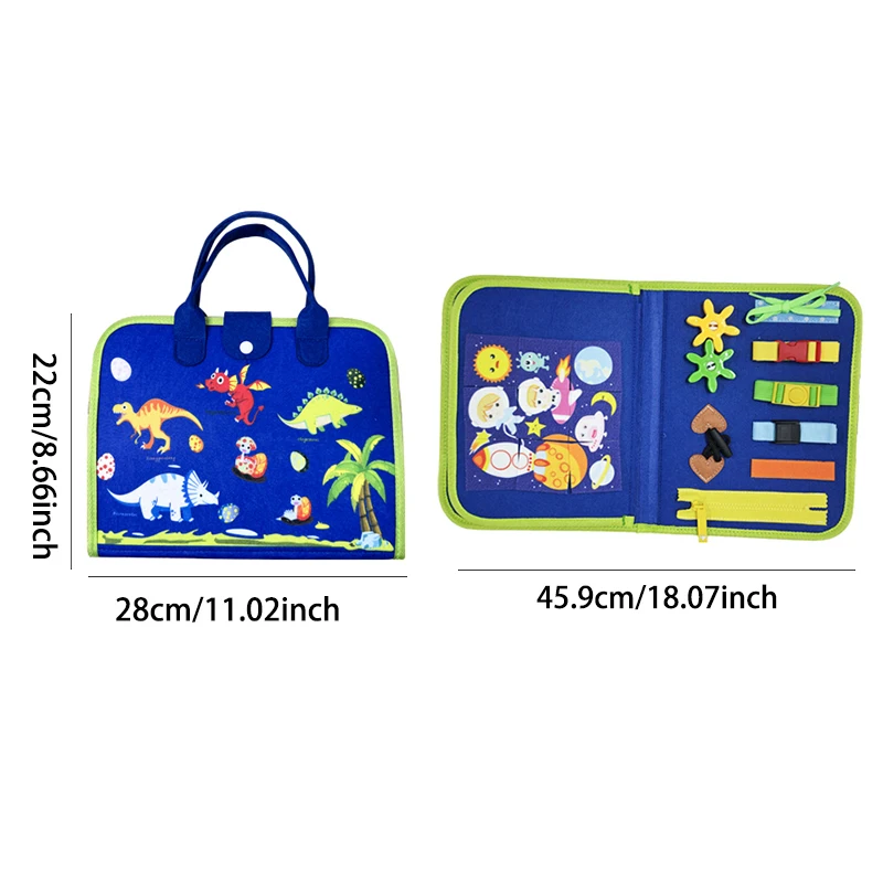 Juguete de viaje para niños, tablero ocupado silencioso de actividad de fieltro, un libro educativo de aprendizaje sensorial para movimientos de mano de vestir básicos