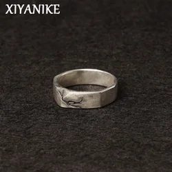 XIYANIKE Men Women Vintage Thai Silver Crack Cuff Finger Rings Punk Fashion New Jewelry Lovers Gift Party Birthday anillos mujer