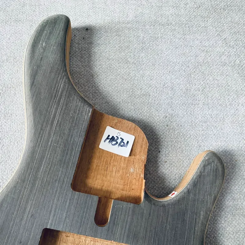 HB721 Wood Cracks and Damaged Unfinished Electric Bass Body Active Pickups in Solid Redwood+Solid Walnut Top Decorations Sales - view 2