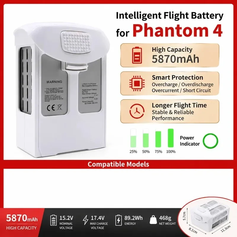 [New] Battery for DJI Phantom 4 Series Drone 5870mAh Intelligent Flight Battery Accessory