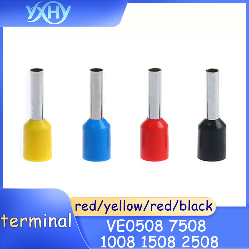 100pcs VE0508 7508 1008 1508 2508 European-style terminal, pin-type terminal, tube-type wiring, connector