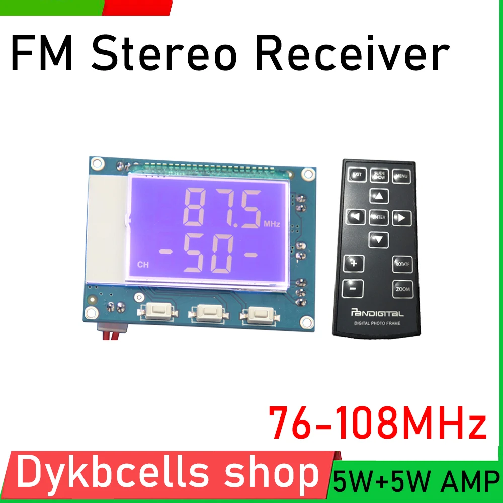 Módulo Receptor Estéreo fm Placa de Recepção de Rádio Lcd Display Digital Frequência Campus Broadcast Mais Controle Remoto 76108mhz fm