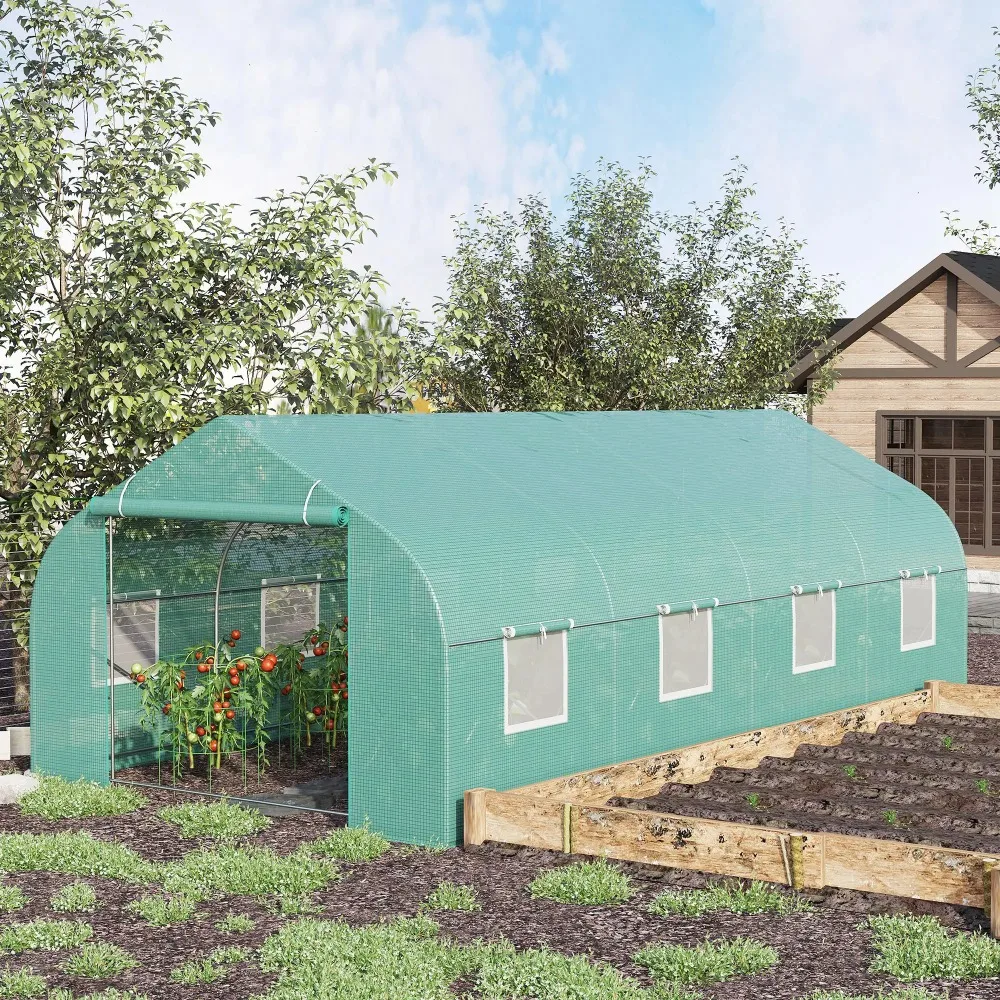 

20' X 10' X 7' Greenhouse Large Walk-In Hot Green House Plant Gardening Green